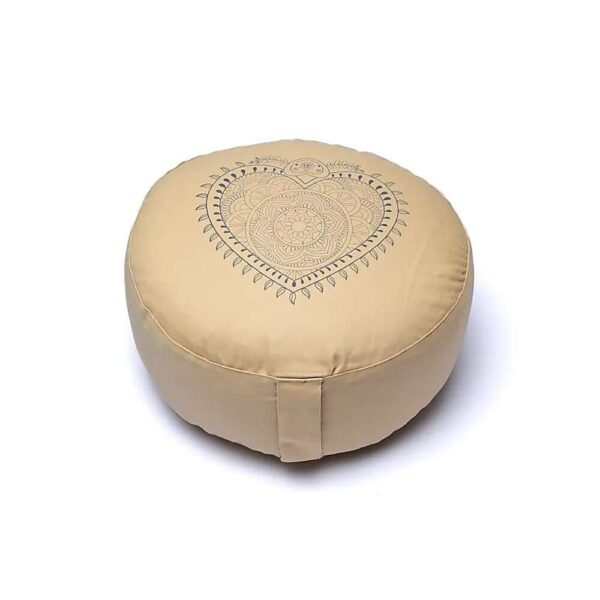 Meditationskudde hjärta beige ekologisk bomull (OCS), 33x13 cm