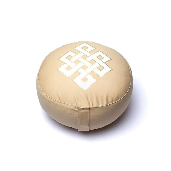 Meditationskudde oändlighetsknut beige ekologisk bomull (OCS), 33x13 cm