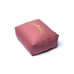 Meditationskudde rektangel månfaser mauve ekologisk bomull (OCS), 38x28x13 cm