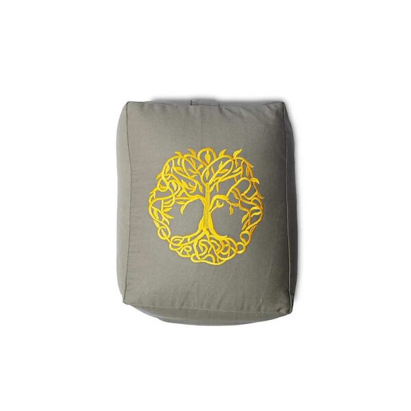 Meditationskudde / yogabolster livets träd rektangel ekologisk bomull (OCS), 38x28x13 cm