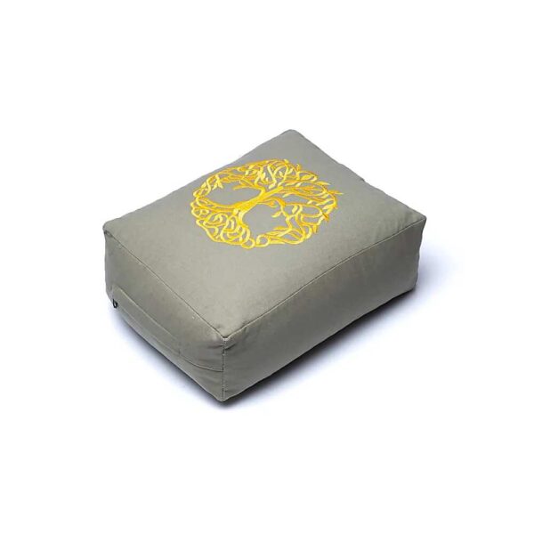 Meditationskudde / yogabolster livets träd rektangel ekologisk bomull (OCS), 38x28x13 cm - Bild 3