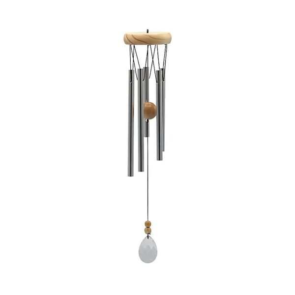 Vindspel rund fem klockor träkristallvindfångare, 48 cm