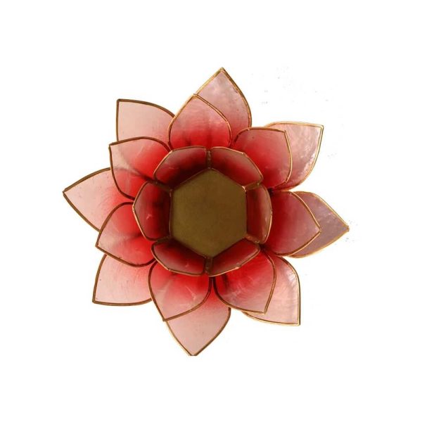 Lotusblomma för värmeljus, ljusröd/rosa guldkant, 13,5 cm - Bild 2