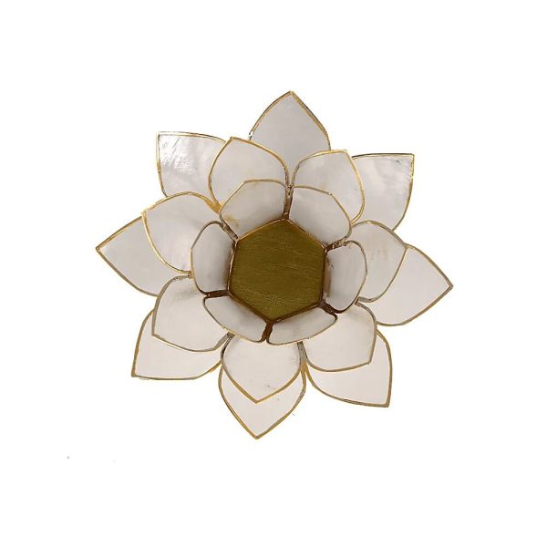 Lotusblomma för värmeljus, naturlig guldkant, 13,5 cm - Bild 2