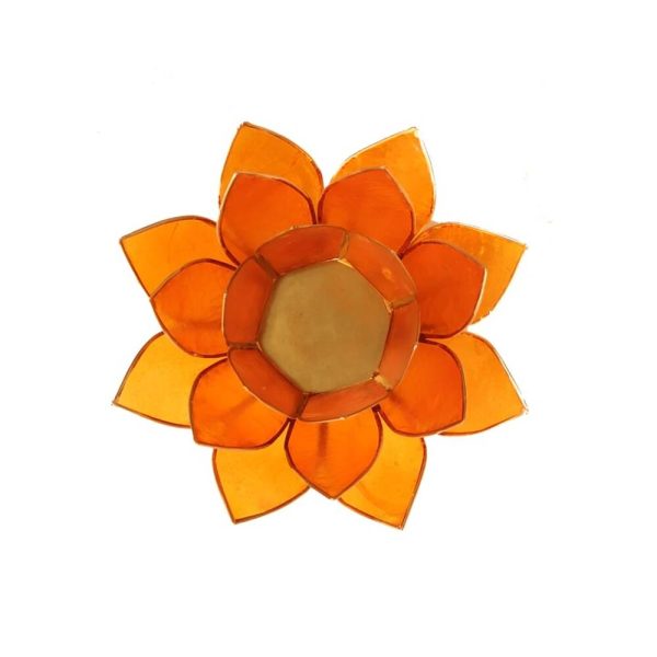 Lotusblomma för värmeljus, chakra 2 orange guldkant, 13,5 cm - Bild 2