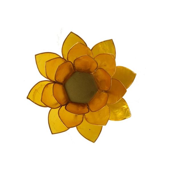 Lotusblomma för värmeljus, chakra 3 gul guldkant, 13,5 cm - Bild 2