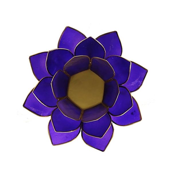 Lotusblomma för värmeljus, chakra 6 indigo guldkant, 13,5 cm - Bild 2