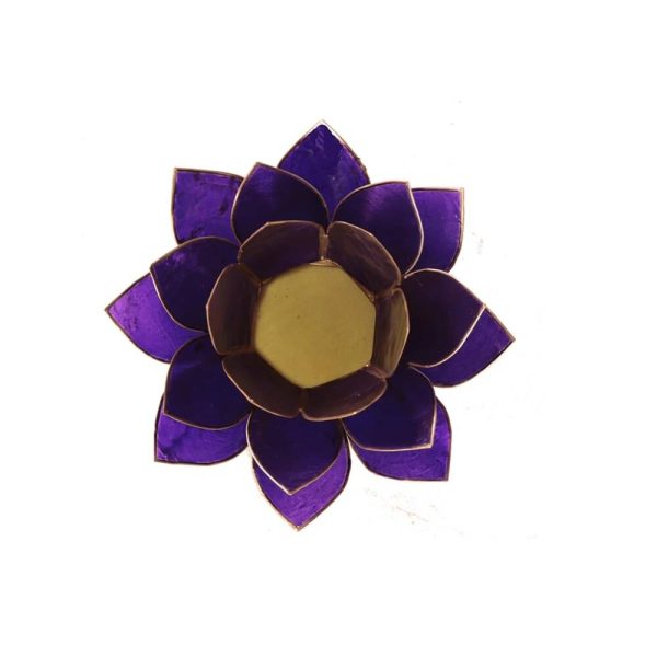 Lotusblomma för värmeljus, chakra 7 violett guldkant, 13,5 cm - Bild 2