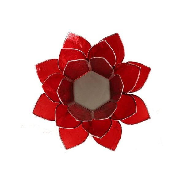 Lotusblomma för värmeljus, chakra 1 röd silverkant, 13,5 cm - Bild 2