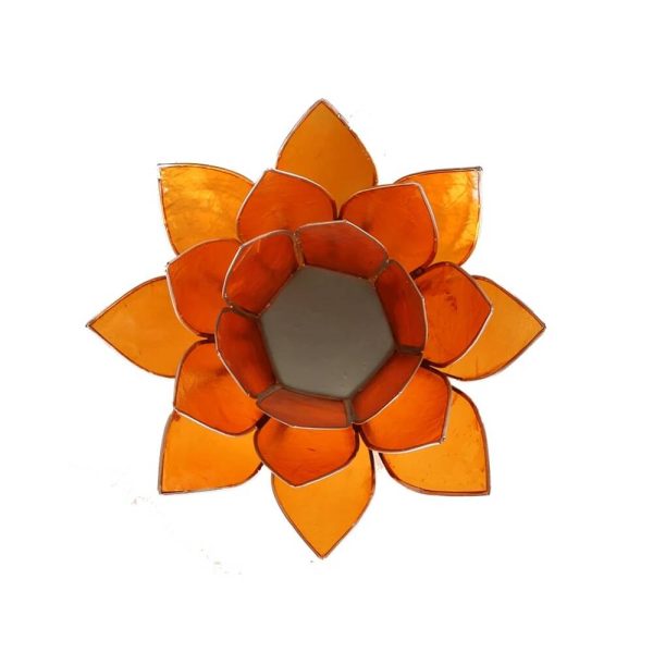 Lotusblomma för värmeljus, chakra 2 orange silverkant, 13,5 cm - Bild 2