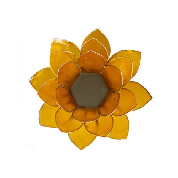 Lotusblomma för värmeljus, chakra 3 gul silverkant, 13,5 cm - Bild 2