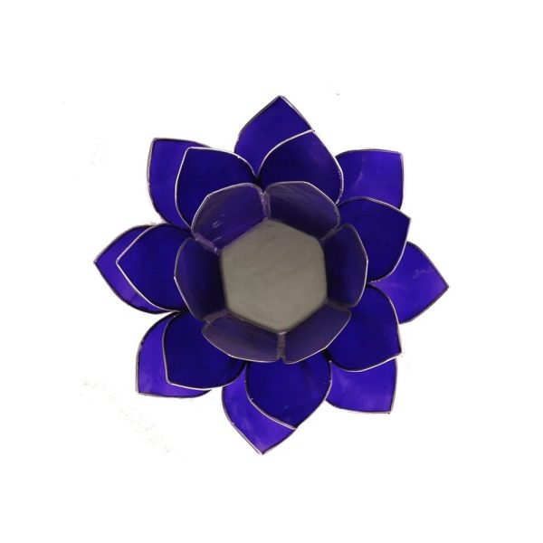 Lotusblomma för värmeljus, chakra 6 indigo silverkant, 13,5 cm - Bild 2