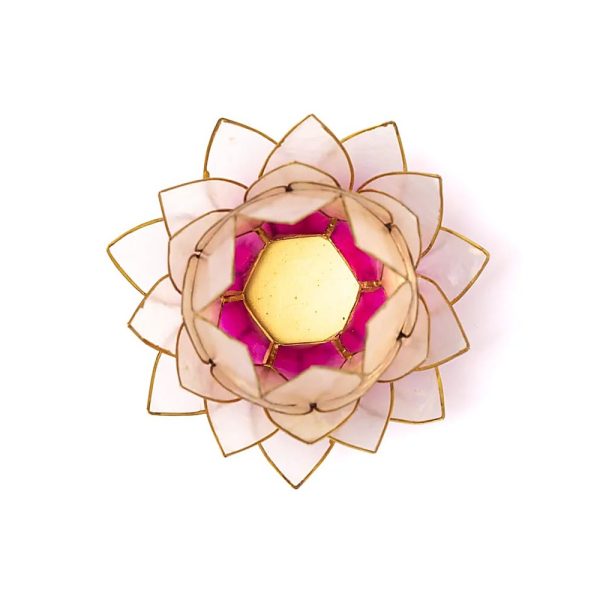 Lotusblomma för värmeljus, ljusrosa guldkant stor, 15x10,5 cm - Bild 2