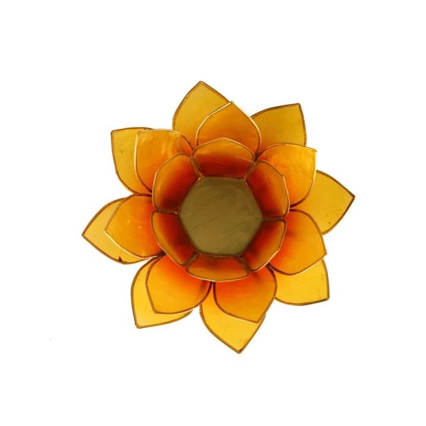 Lotusblomma för värmeljus, orange-gul guldkant, 13,5 cm - Bild 2
