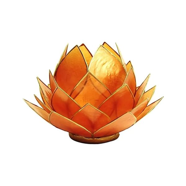 Lotusblomma för värmeljus, orange guldkant stor, 15x10,5 cm