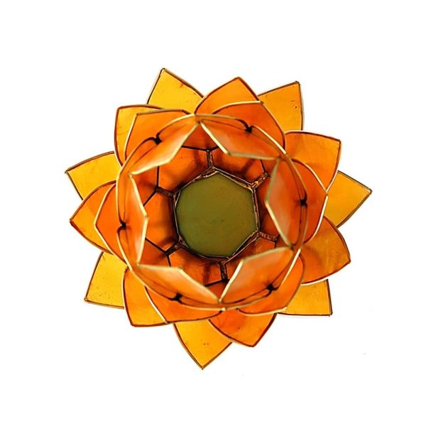 Lotusblomma för värmeljus, orange guldkant stor, 15x10,5 cm - Bild 2