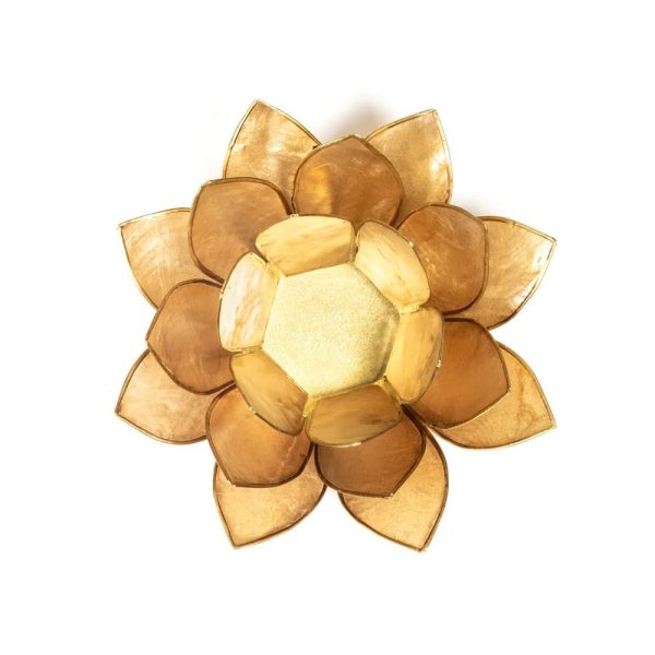 Lotusblomma för värmeljus, rökig beige guldkant, 13,5 cm - Bild 2