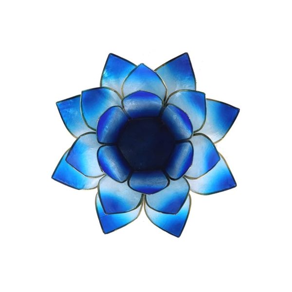 Lotusblomma för värmeljus, blå guldkant, 13,5 cm - Bild 2