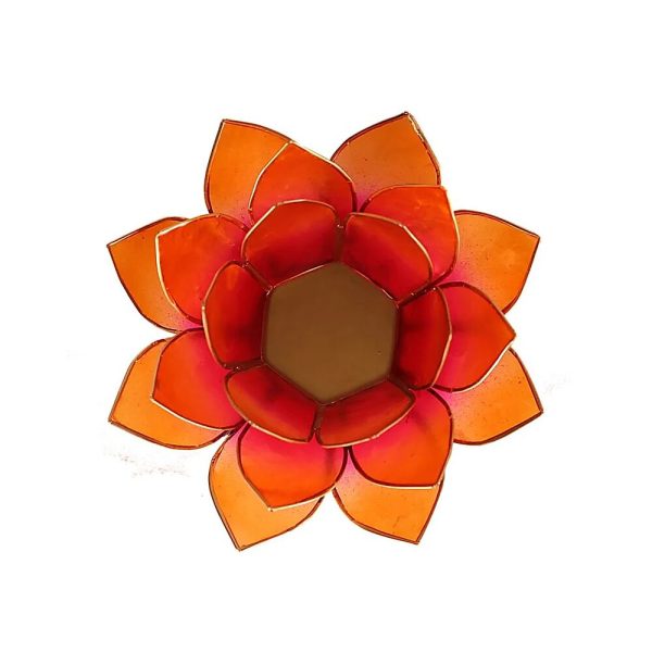 Lotusblomma för värmeljus, rosa-orange guldkant, 13,5 cm - Bild 3
