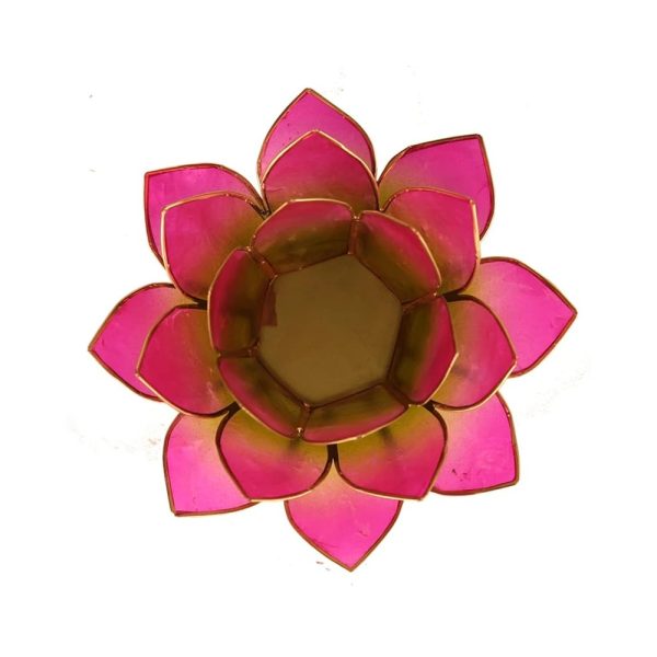 Lotusblomma för värmeljus, grön-rosa guldkant, 13,5 cm - Bild 2