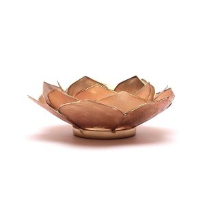 Lotusblomma för värmeljus, rökig beige guldkant, 13,5 cm