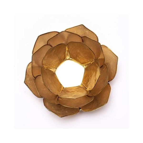 Lotusblomma för värmeljus, rökig beige guldkant, 13,5 cm - Bild 2