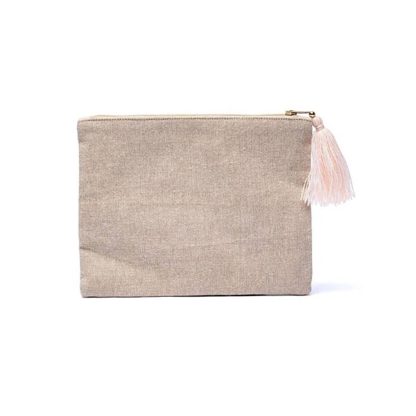 Beige/guld sammetspåse med dragkedja, Livets Blomma, 20x15 cm - Bild 2