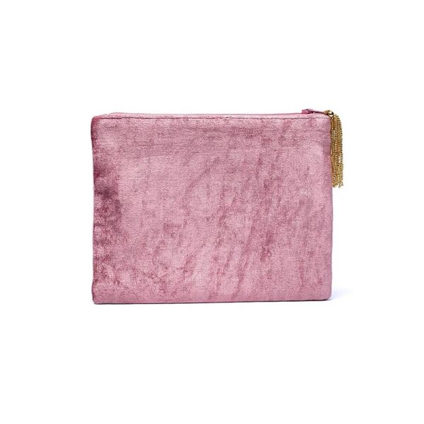 Rosa sammetspåse med dragkedja, Livets Träd, 20x15 cm - Bild 2