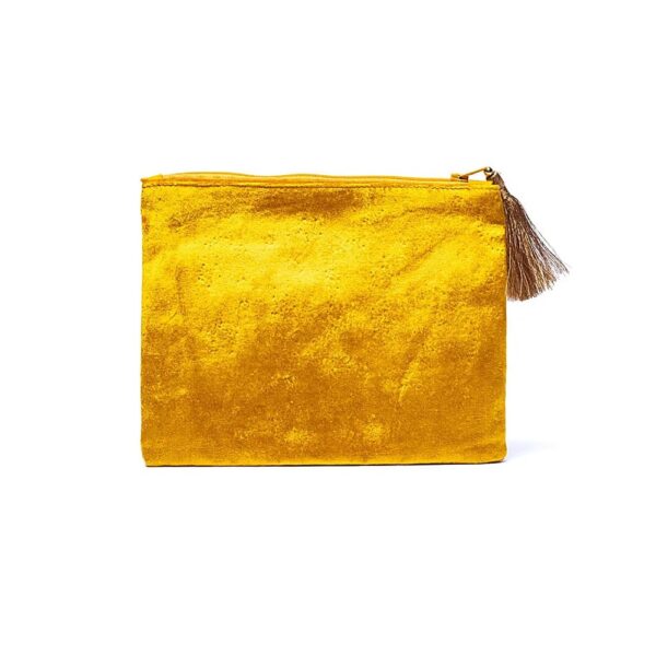 Gul sammetspåse med dragkedja, sol, 20x15 cm - Bild 2