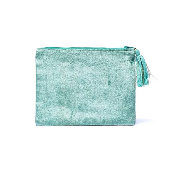 Mintgrön sammetspåse med dragkedja, månfaser, 20x15 cm - Bild 2