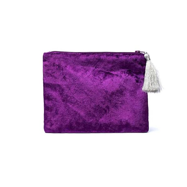 Lila sammetspåse med dragkedja, galax, 20x15 cm - Bild 2