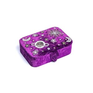 Smycken/Tarotskrin sammet lila med galax, 11x15,5x5 cm