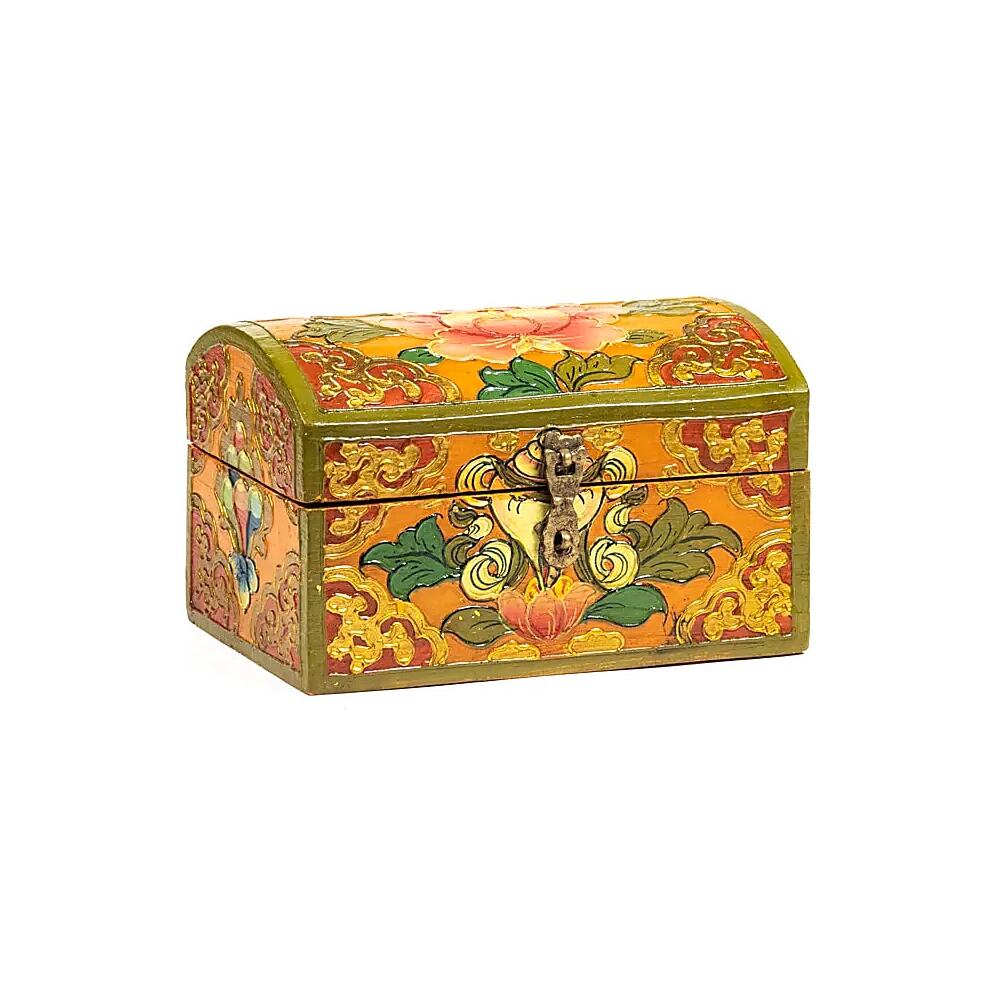 Skattkista tibetansk med lotus liten, 15x9x9cm