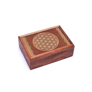 Tarotskrin livets blomma graverad, 17,5x13x6,5 cm