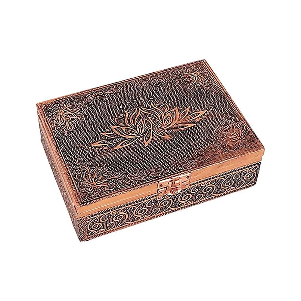 Tarotskrin Lotus kopparfärgad, 18x13x6 cm