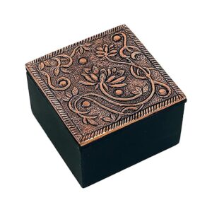 Juvelskrin lotus kopparfärgad, 6x6x4 cm