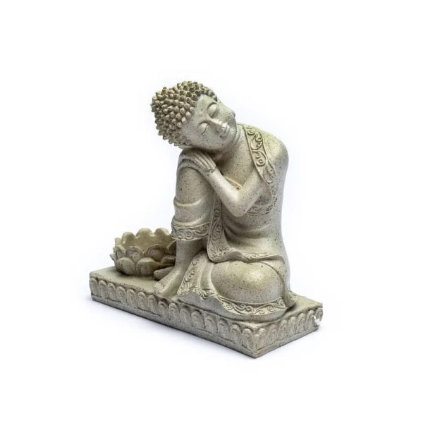 Buddha med ljushållare grå färg, 394 g; 17,5 cm - Bild 5