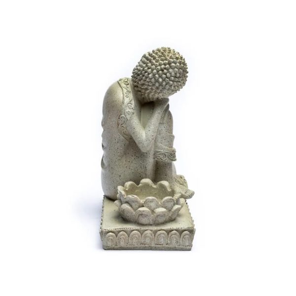 Buddha med ljushållare grå färg, 394 g; 17,5 cm - Bild 3