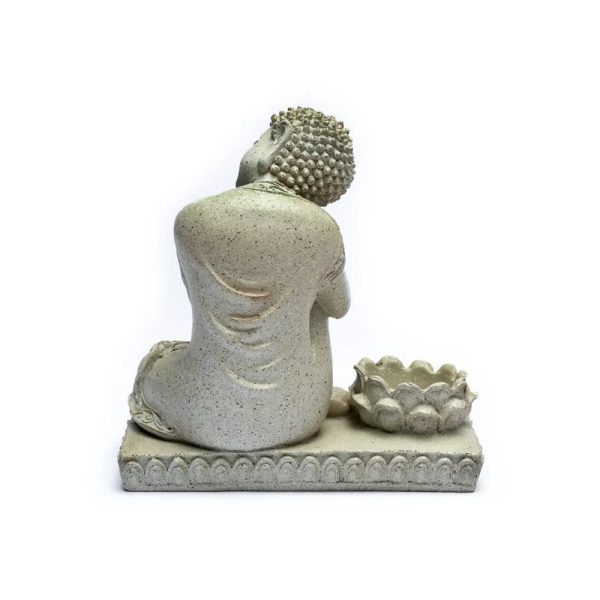 Buddha med ljushållare grå färg, 394 g; 17,5 cm - Bild 2