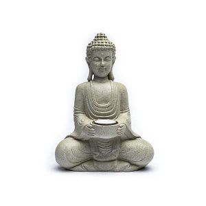 Mediterande Buddha med ljushållare grå färg, 550 g; 27 cm