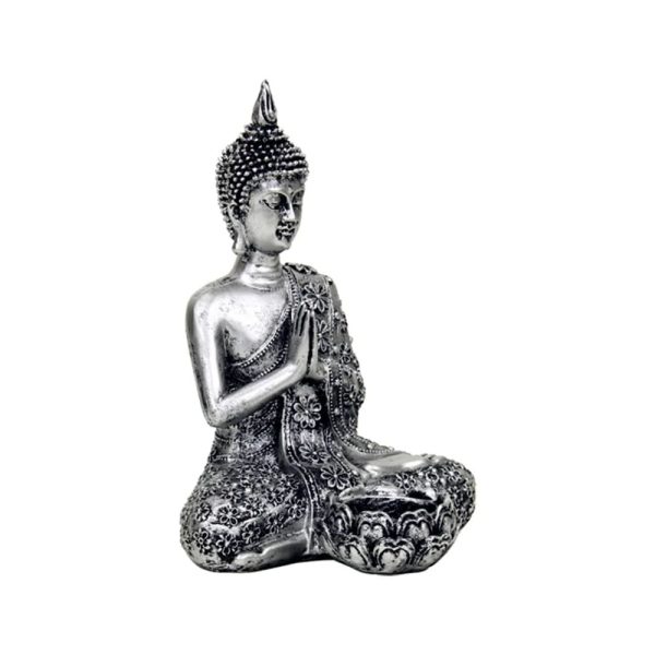 Buddha med ljushållare silverfärgad, 326 g; 20,5 cm - Bild 3
