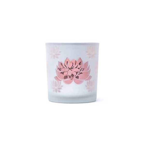 Ljuslykta frostad/metallisk Lotus, 7,3x8 cm - Bild 2