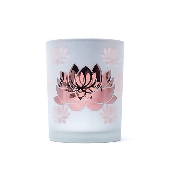 Ljuslykta frostad/metallisk Lotus, 10x12,5 cm - Bild 4