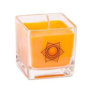 Doftljus med rapsvax 2:a chakrat, ±260 g; 6x6x6 cm
