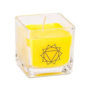 Doftljus med rapsvax 3:e chakrat, ±260 g; 6x6x6 cm