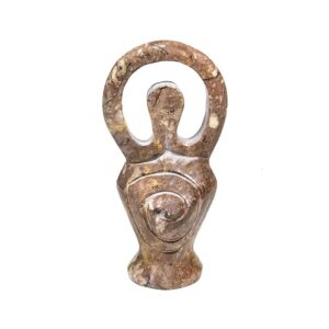 Gudinnastatyett av täljsten, naturlig, 12 cm