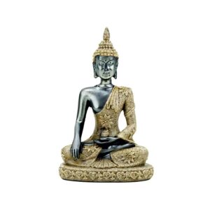 Buddha statyett av harts med sand, 10 cm
