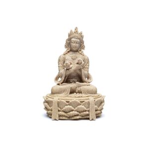 Buddha-statyett med Dorje och klocksandfärg, 11x17 cm
