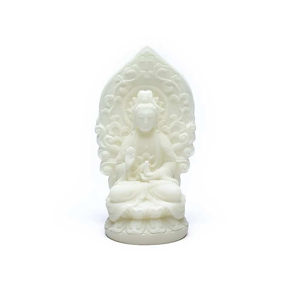 Quan Yin-statyett vit, 12 cm