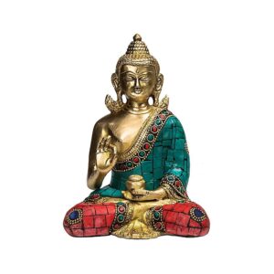 Buddha undervisning med mosaikdekoration, 16 cm